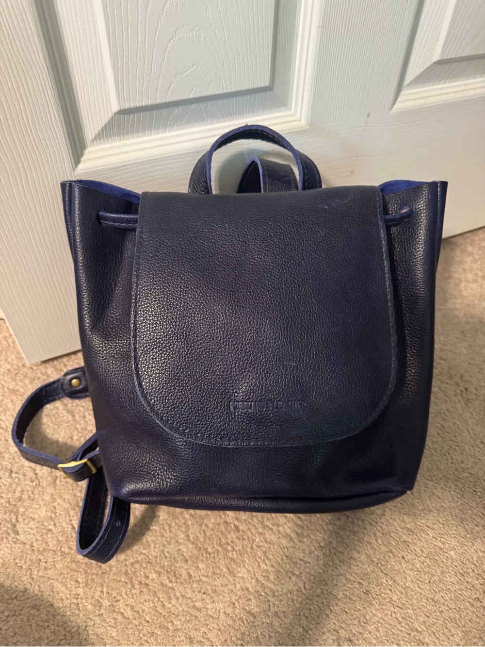 Portland Leather Navy Pebble Leather Backpack